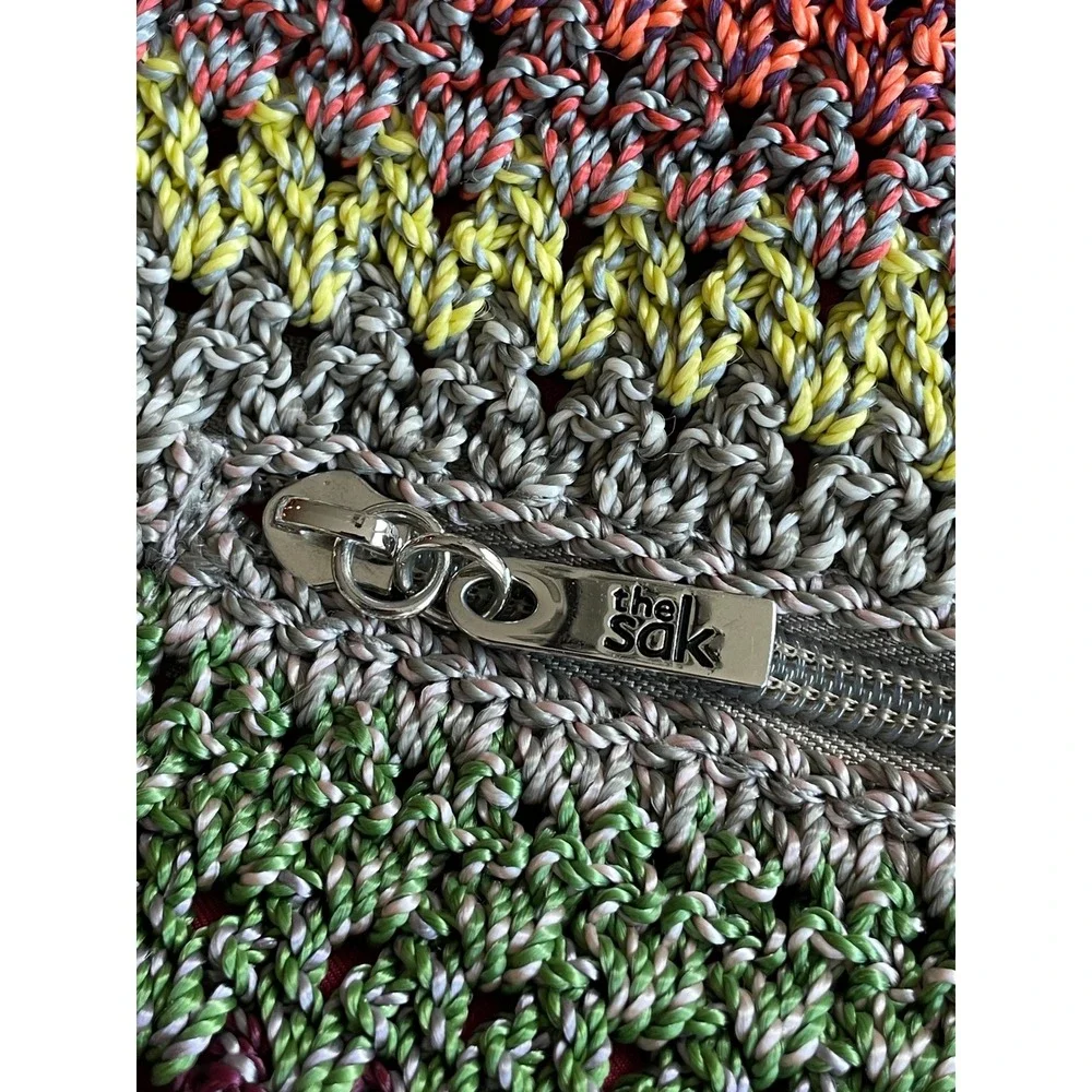 The Sak Multicolor Rainbow Striped Crochet Tote Shoulder Bag